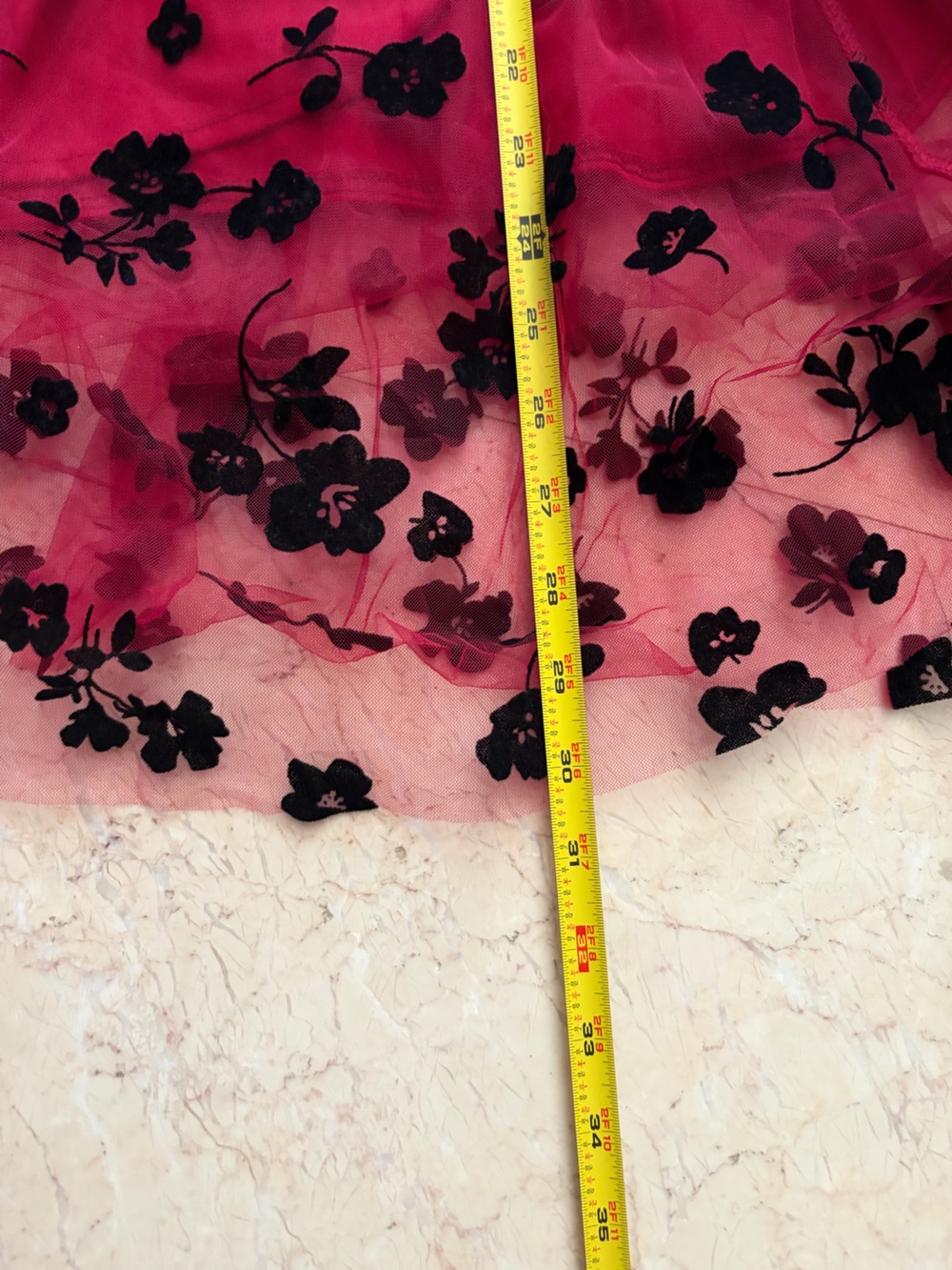 Chicwish Red Tulle Skirt with Black Floral Appliqué - Picture 5 of 8